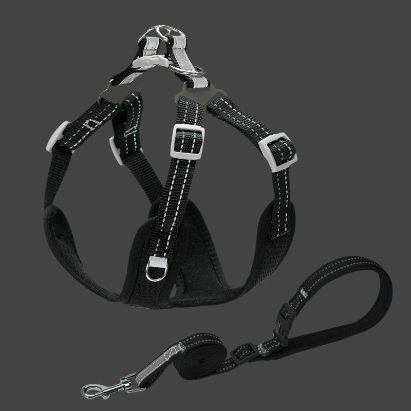 Color: Black, Size: XXS - Pet Small And Medium Sized Dog Vest Collar Traction Rope