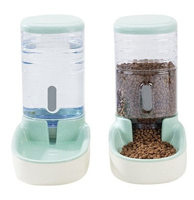 Color: Green, Model: Combination - Pet dog automatic feeder microphone dog automatic drinking fountain