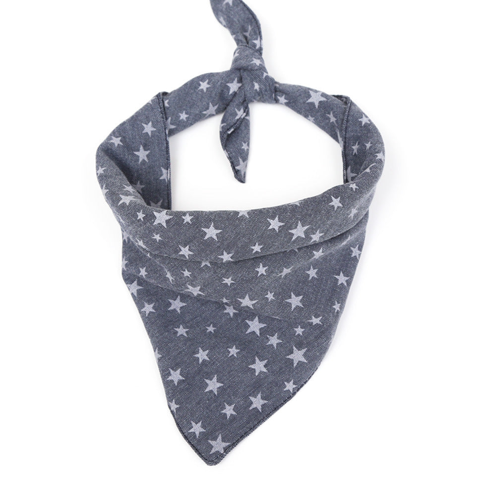 Color: Five pointed star, Size: S - Saliva Towel Cat and Dog Triangle Scarf