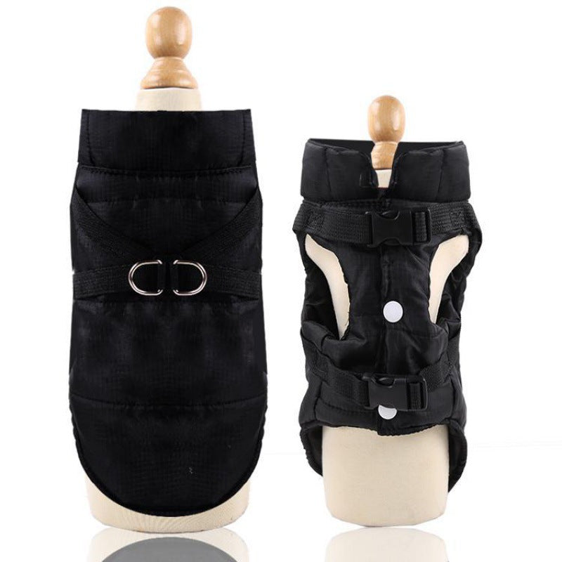Color: Black, Size: L - Waterproof cold burst wash pet dog vest coat