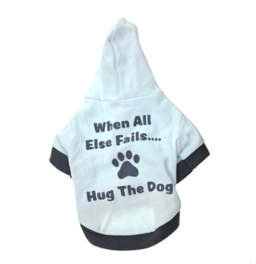 Color: Light blue black border, Size: L - Pet clothes dog clothing, printed Hug The Dog with hat t-shirt Teddy clothes dog clothes