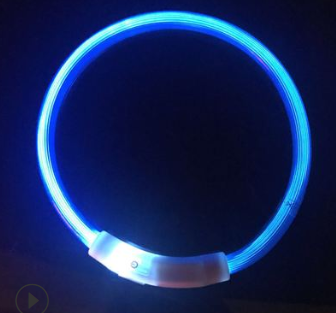 Color: Blue, Size: 35CM-Light solder, style:  - USB charging light collar night light dog collar LED Teddy Golden Retriever dog collar full dog breed