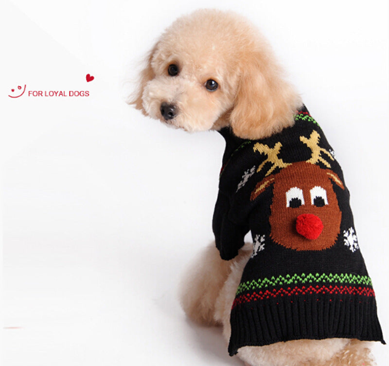 Color: Black, Size: M - Christmas Pet Sweater Winter Keep Warm