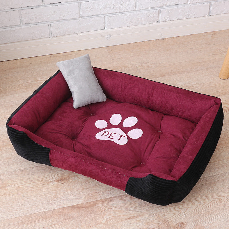 Dog paw print pet mattress - Color: Red black, Size: 70x52cm