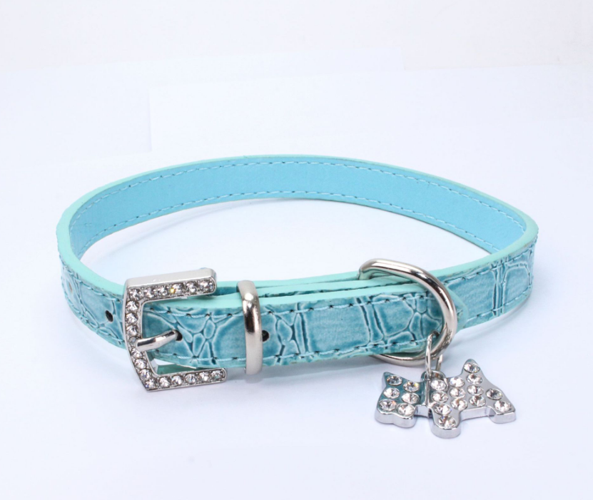 Color: blue, Specification (length * width): S - pattern puppy charm pet collar dog chain dog ring