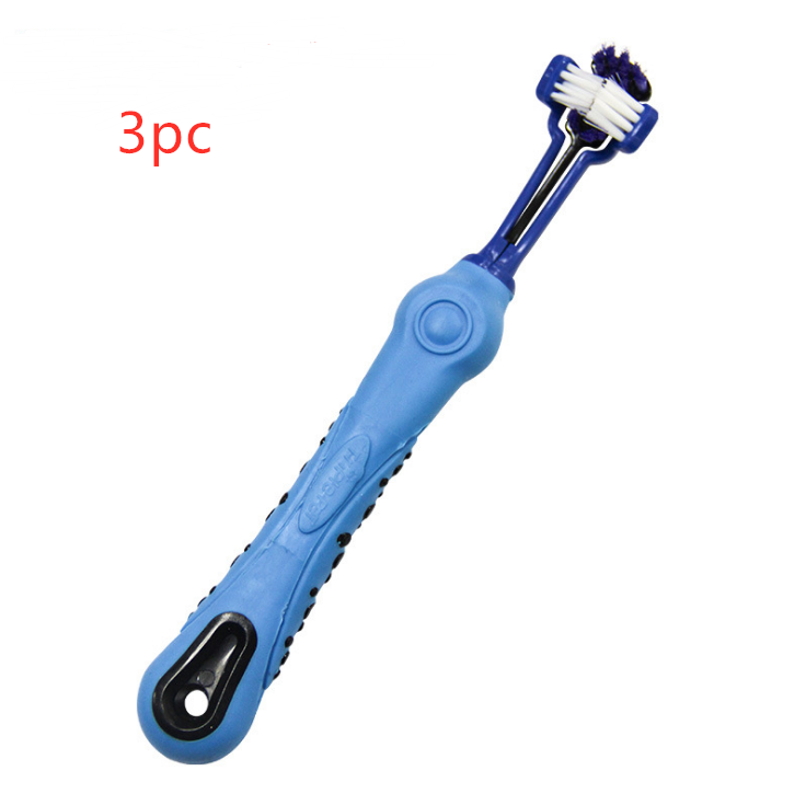Item number: Blue3PC - Three Sided Pet Toothbrush Dog Brush Bad Breath Tartar Teeth Care