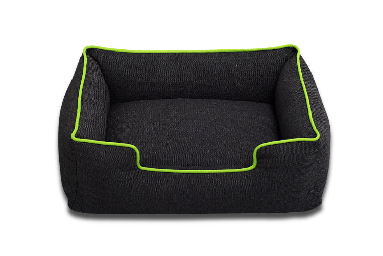 Color: green, Specifications: S - Candy-colored thin bones square denim nest medium and small dog pet kennel