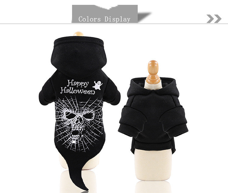 style: Style1, Size: S - Halloween Pet Funny Black Skull Horror Make-up Cat Accessories Pet Dress Up Costume