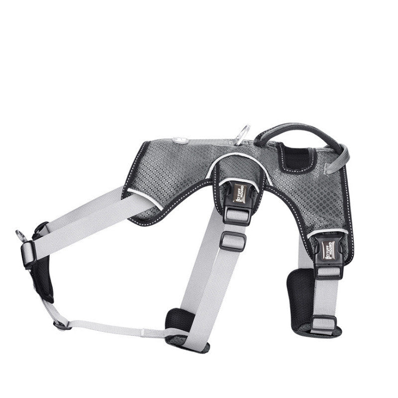Color: Sliver grey, Size: L - Dog's chest harness traction rope