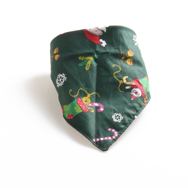 Color: Green Santa Claus, Specification (length * Width): M - Pet Bandage Triangle Scarf Saliva Towel Pet Collar