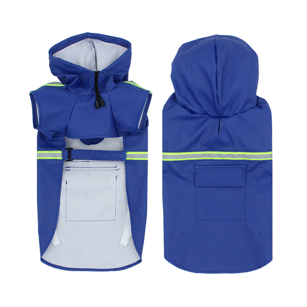 Color: Blue, Size: 4XL - New Waterproof Reflective Hat Pet Raincoat