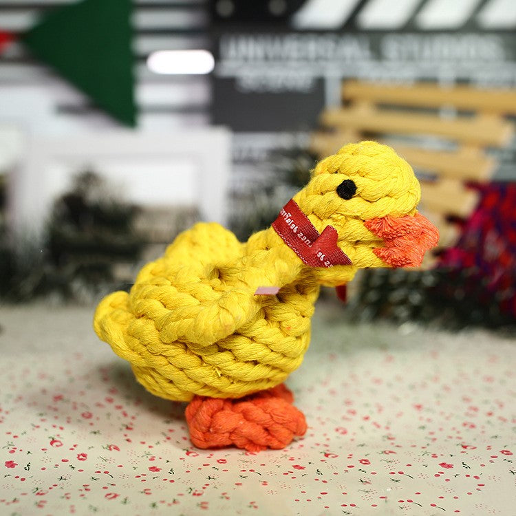 Color: Little duck - Simulation woven animal cotton rope chewing teeth dog toy