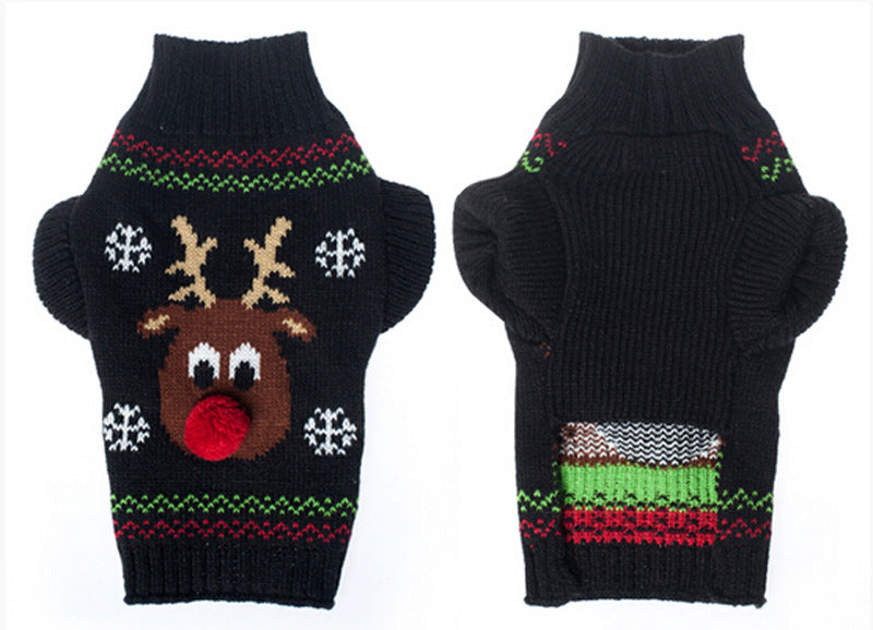 Color: Black, Size: M - Christmas Pet Sweater Winter Keep Warm