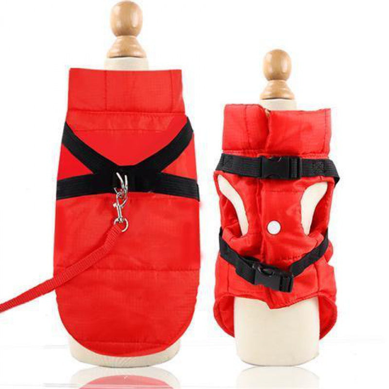 Color: Red, Size: S - Waterproof cold burst wash pet dog vest coat