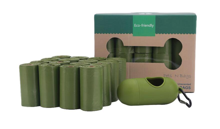 Color: Green - 16 roll Disposable Trash Dog Poo bag small roll