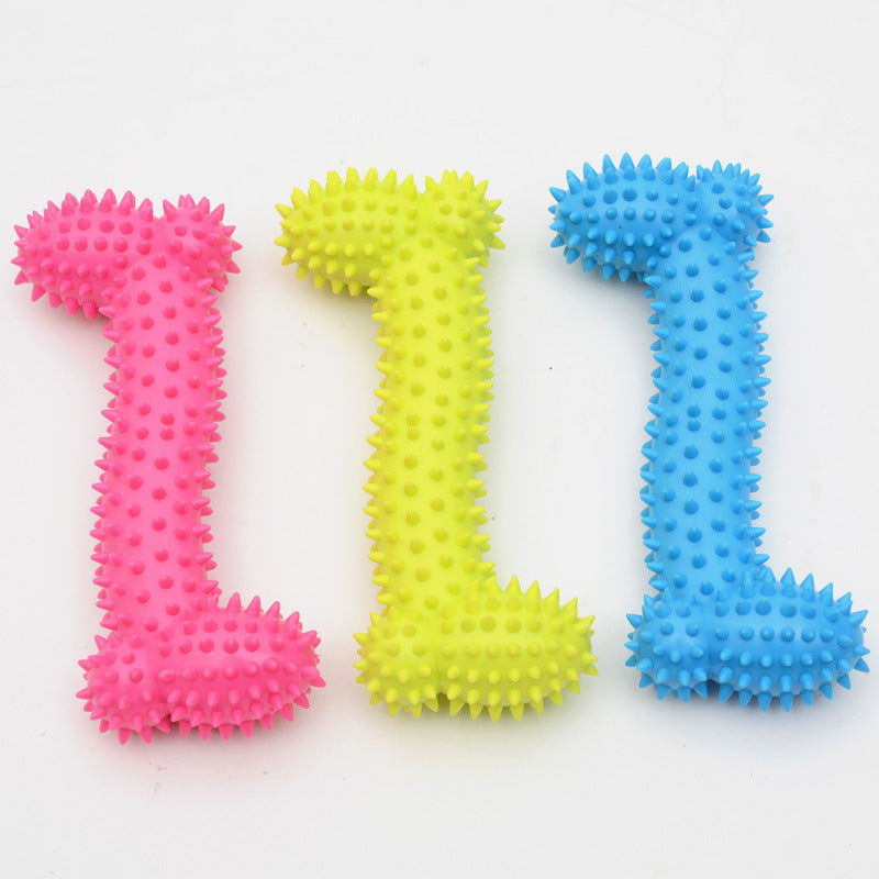 Color: Random Color, quantity: 1PCS-B, style:  - TPR Rubber Barbell Pet Toy