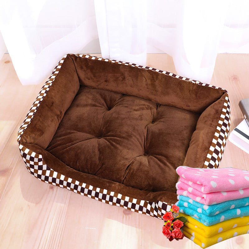 Color: Brown+rug, Size: M - Kennel pet mat cat litter four seasons universal