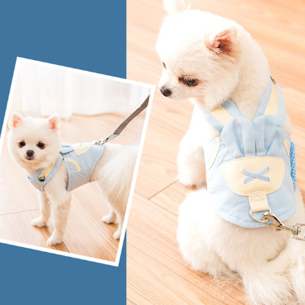 Color: Macaran, Size: L - Cute Pet Dog Harness Leash Set