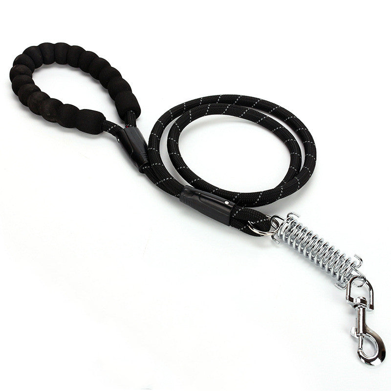 Color: Black, style: Spring - Dog Leash EVA Nylon Reflective Spring Anti- Wash Leash Strong Durable Round Rope Pet Outdoor Products