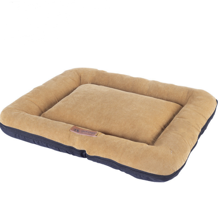 Color: Yellow, Size: L - Cotton pad removable and washable sleeping pet floor mat