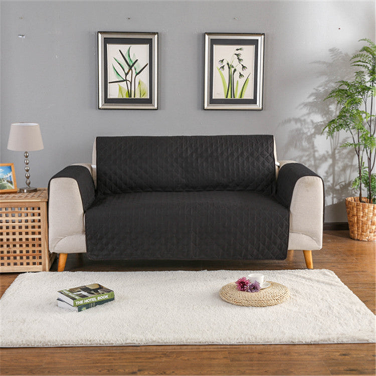 Size: 195x55cm, Color: Black - Sofa Reversible Slipcover Furniture Protector