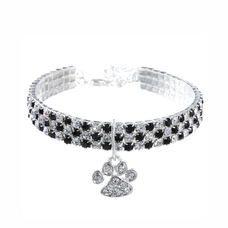 Color: Black, Size: S - Diamond Mixed Color Stretch Cat And Dog Necklace Jewelry