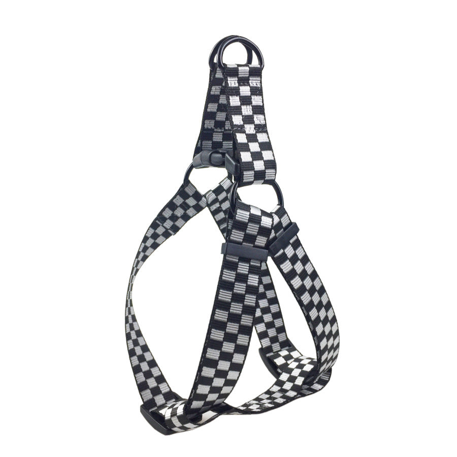 Color: silvery, Specification (length * Width): M - Plaid chest and back fast dog strap
