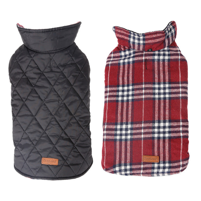 Color: Red, Size: L - Factory direct waterproof reversable lattice pet dog suit jacket pet dog clothes spot