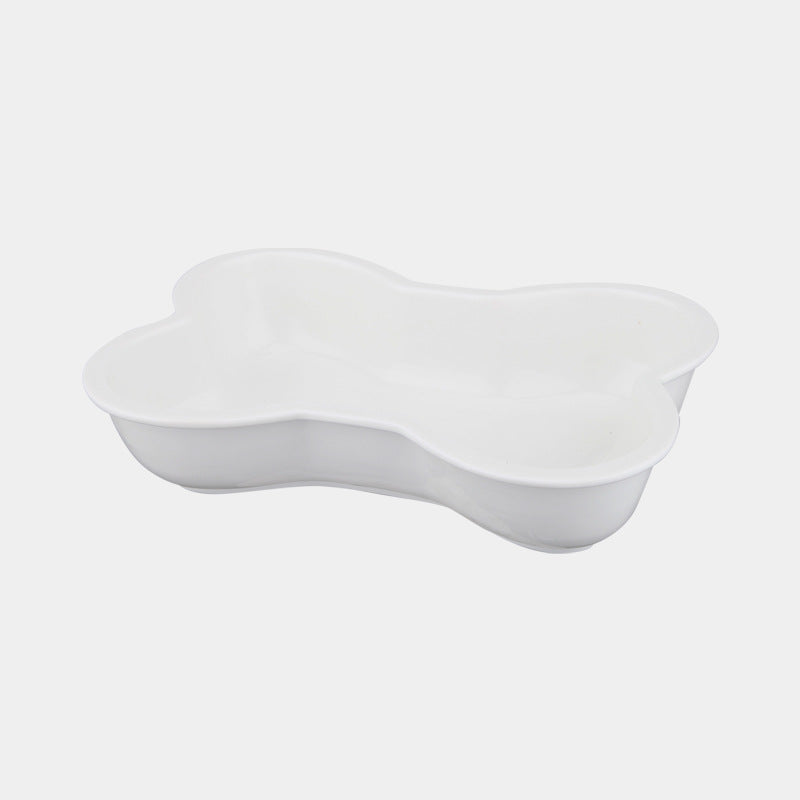 Color: White, style: Bowl - Anti-overturning Ceramic Protective Cervical Spine Large Pet Bowl
