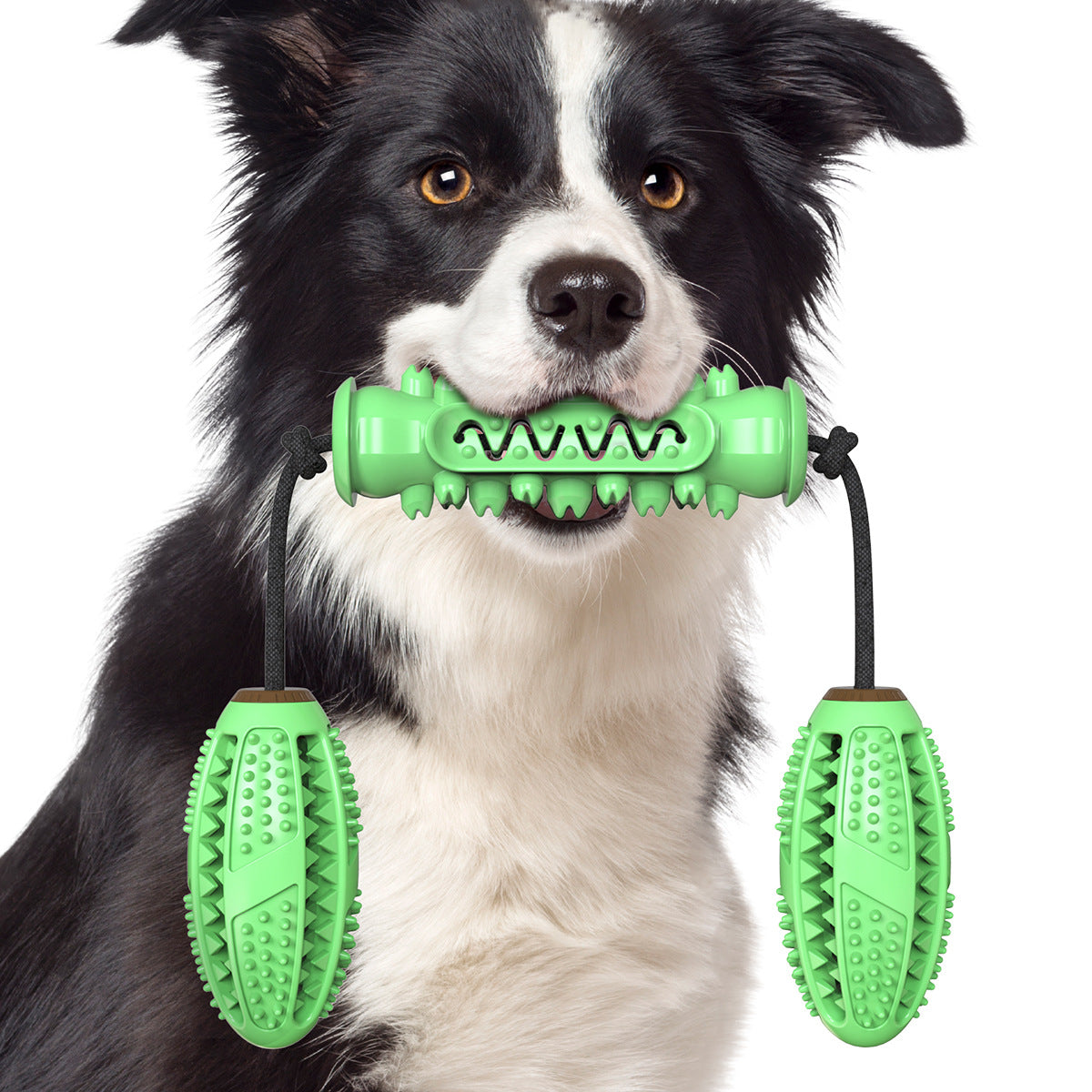 Color: Green - Dog Chew Toys Pet Toothbrush Rubber Bones Teeth Cleaning