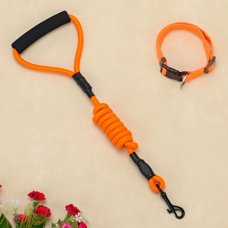 Color: Orange, Style: Collar-M, Size:  - Pet supplies foam handle chest strap traction rope set