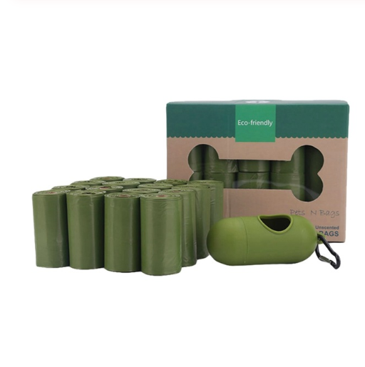 Color: Green, Quantity: Q16 pcs - Dog picking up a toilet bag