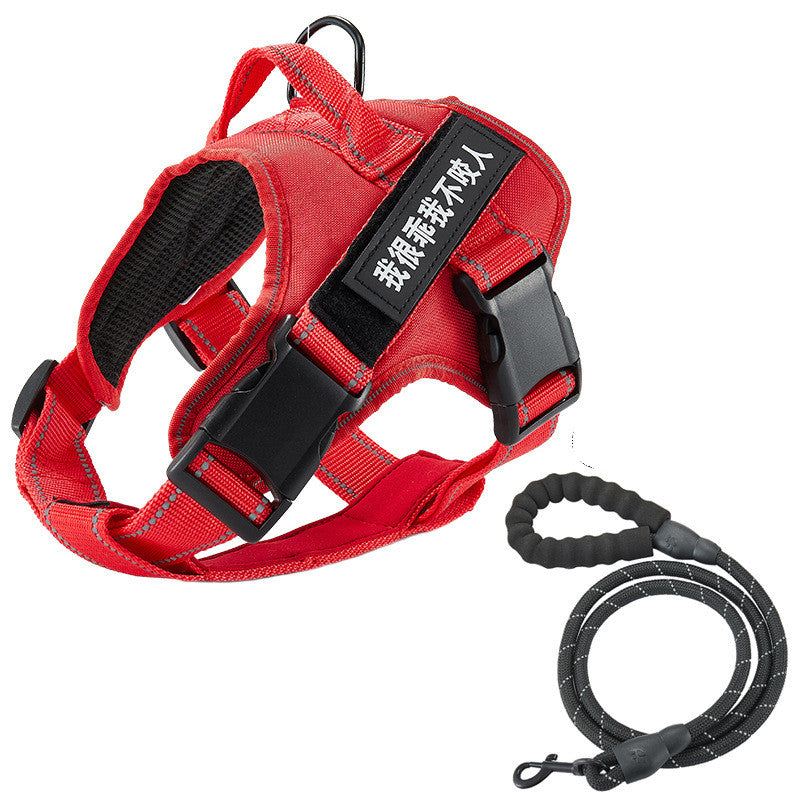 Color: Red, Size: XS - Dog vest chest strap leash