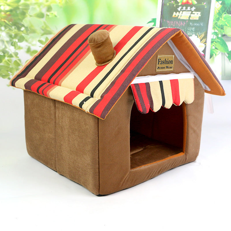 Color: Brown, Size: XS - Petdog folding factory wholesale pet pad four warm summer detachable folding house
