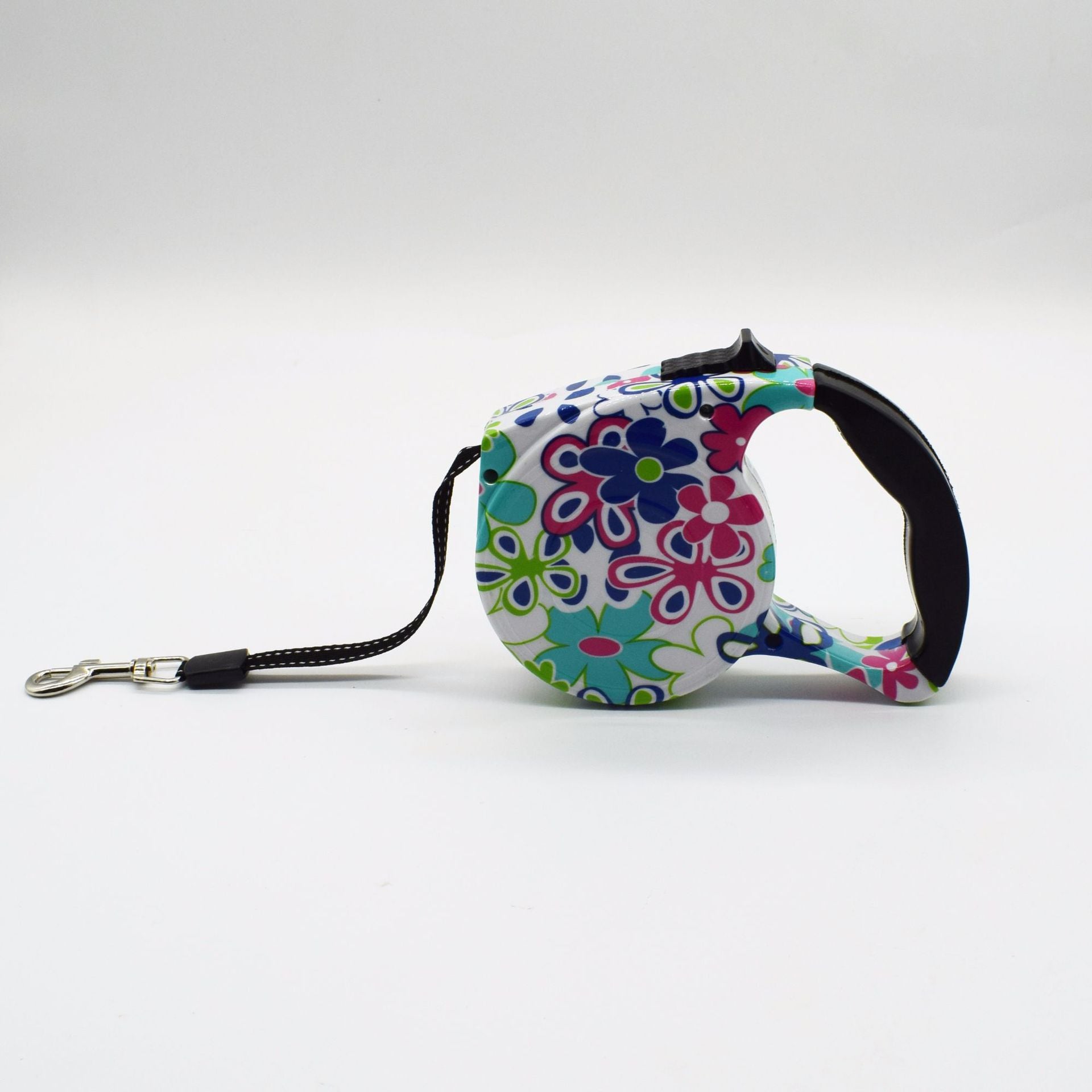 Color: Orchid, Size: 5m - Wholesale pet products automatic retractable traction rope 5 meters black handle printing walking dog rope small and medium dog traction belt