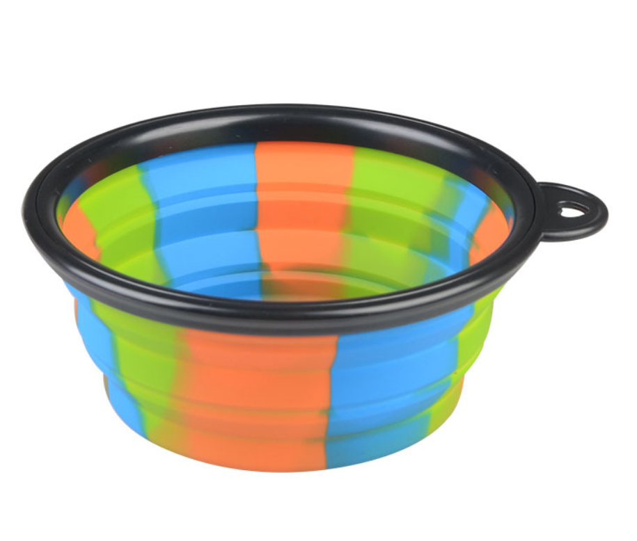 Color: Black - Camouflage silicone bowl foldable portable out pet supplies dog food bowl