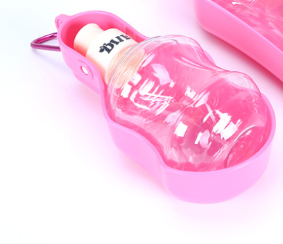 Color: Pink, Size: 250ml - Traveling dog hanging water bottle