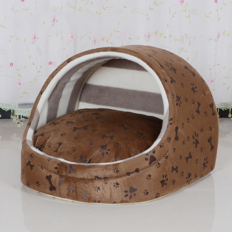 Color: Brown, Size: L - Removable and washable autumn pet nest