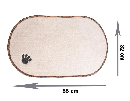 Color: White - Microfiber Dog Bowl Place Mat
