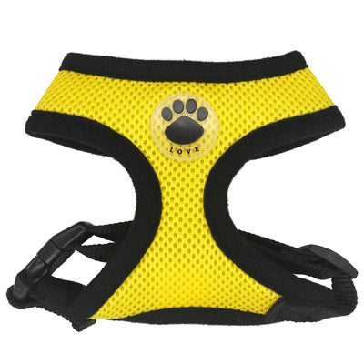 Color: Yellow, Size: M - Breathable mesh dog harness