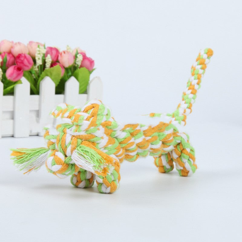 Color: Green Tiger - Simulation woven animal cotton rope chewing teeth dog toy