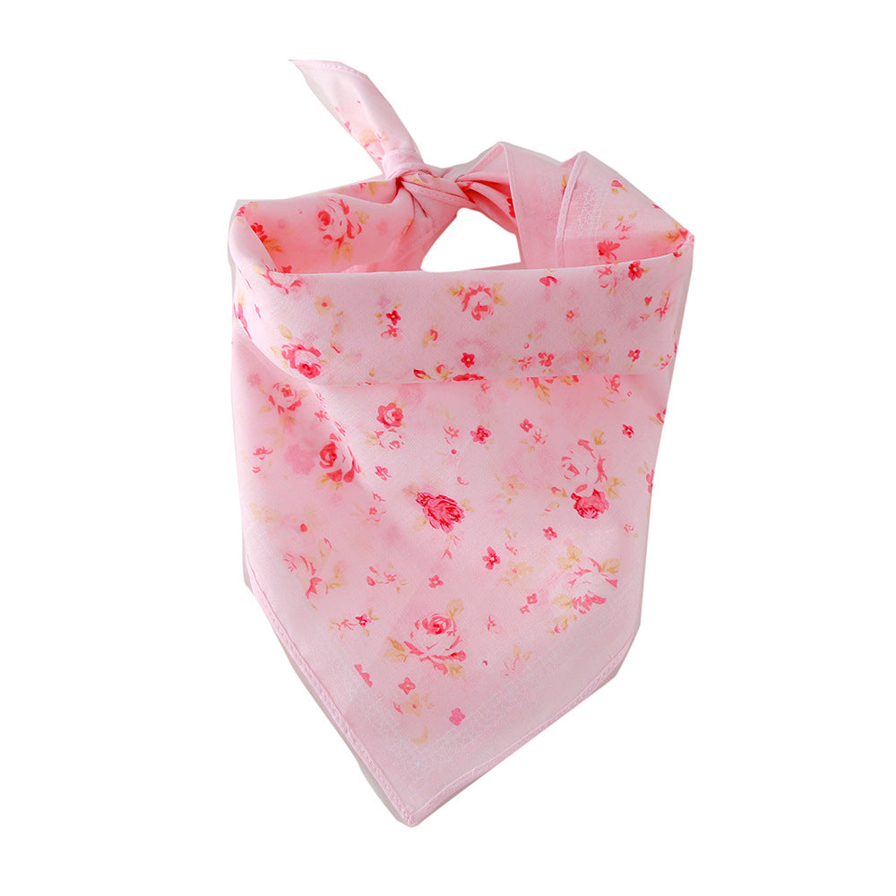 Cotton Triangle Scarf With Rose Flower Bandana Bib