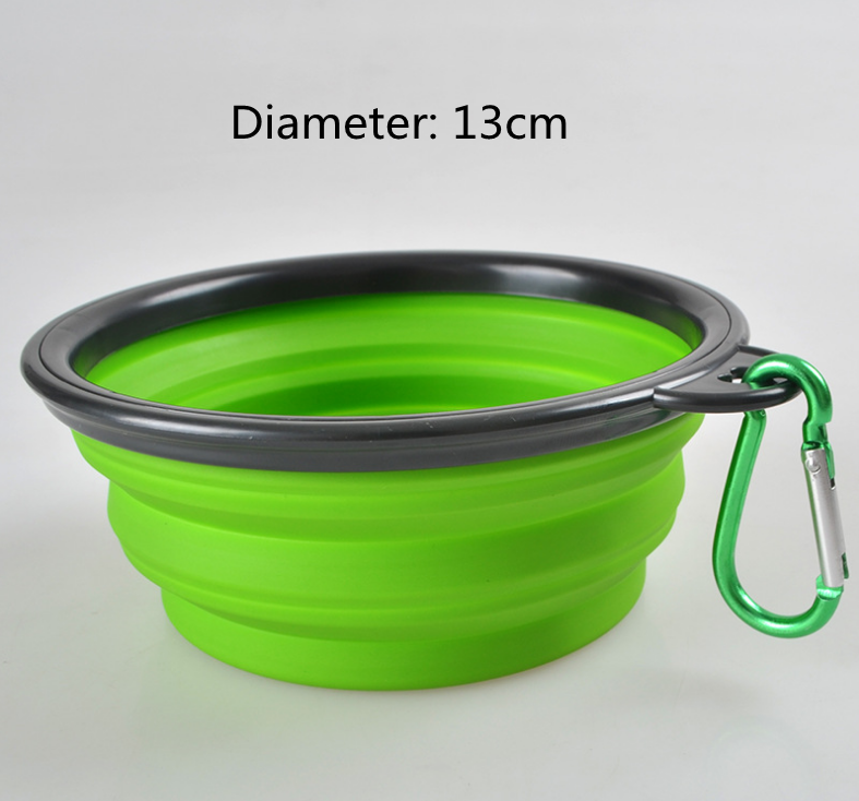 Color: Green - Folded Silicone Pet Dog Bowl