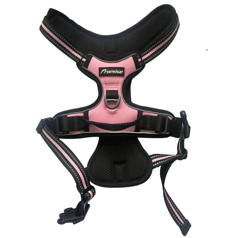 Color: Pink, Size: M - Reflective explosion-proof vest type dog harness