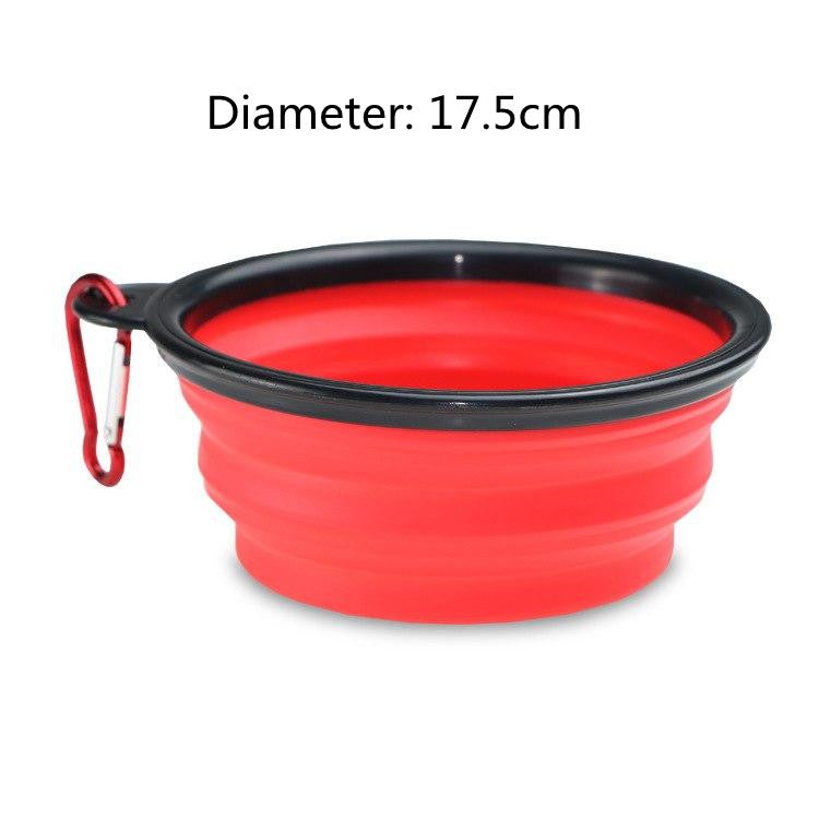 Color: Red L - Folded Silicone Pet Dog Bowl