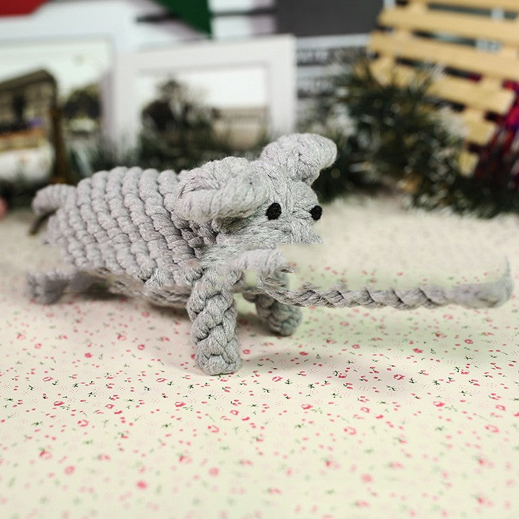 Color: VGrey elephant - Simulation woven animal cotton rope chewing teeth dog toy