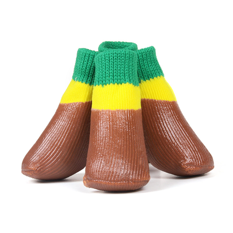 Color: Brown, Size: 3 - DogSocks Booties Shoes Big Dogs Waterproof Nonslip Rubber Sole, Pet Paw Protector, Elastic Top , for Outdoor Sports