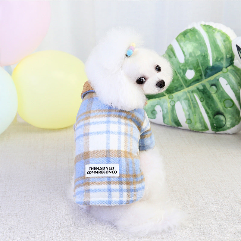 Pet plaid two-leg cotton coat