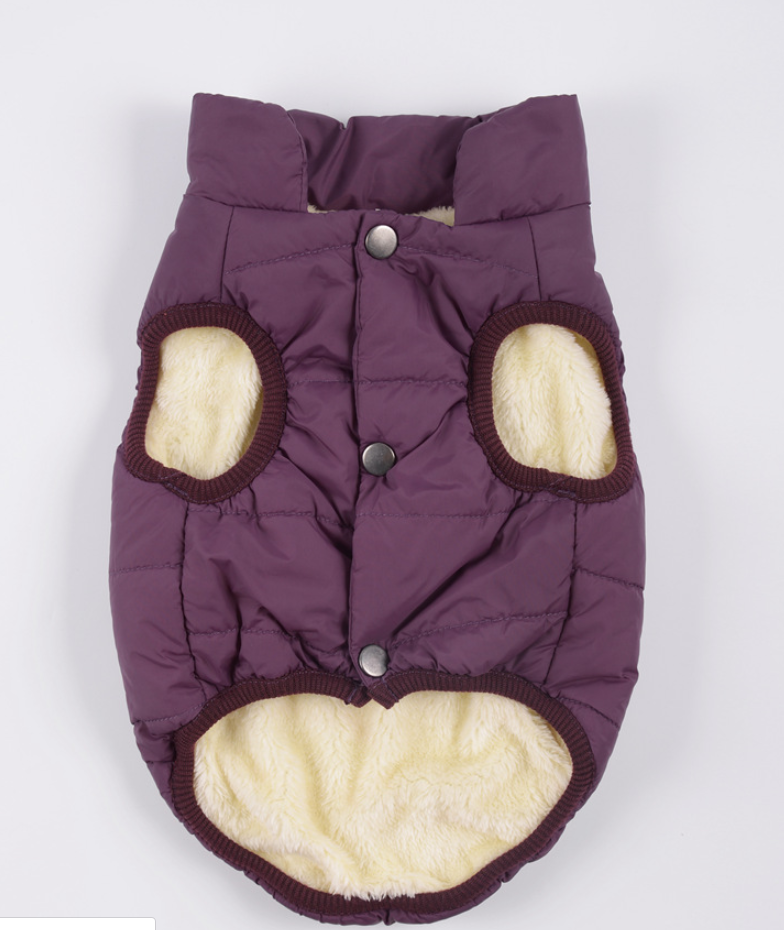 Color: Deep purple, Size: XL - Teddy Dog Clothes Autumn And Winter Clothes Puppy Dog Cotton Clothes Small Dog Medium Dog Jinmao Bomei Winter Loaded Pet Vest