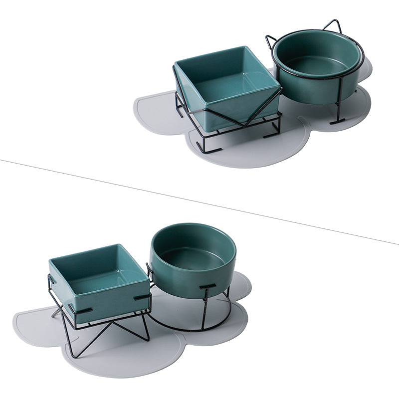 Color: Green, style: C - Protect the cervical spine pet bowl